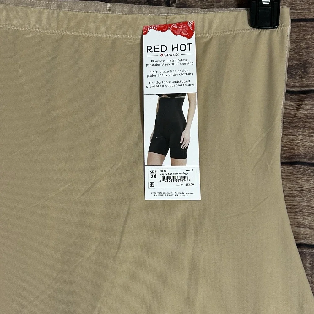 Red Hot by Spanx Womens 2X High Waisted Mid Thigh Shaping Short Neutral 10240R